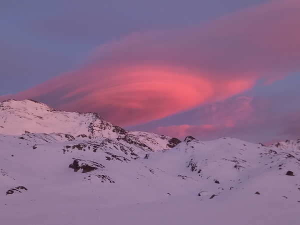 Coucher de soleil sur nuage lenticulaire